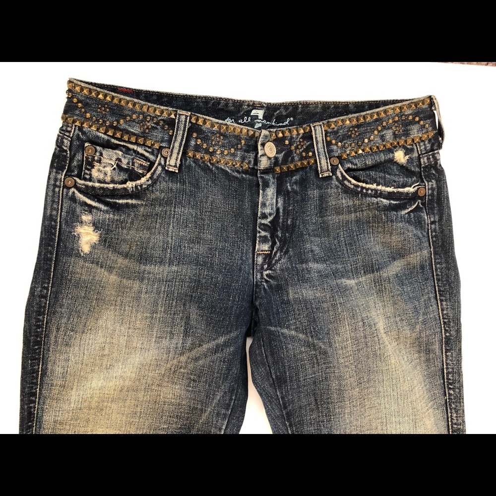Studded Distressed Boot Cut "A" Pocket Jeans Sz 27